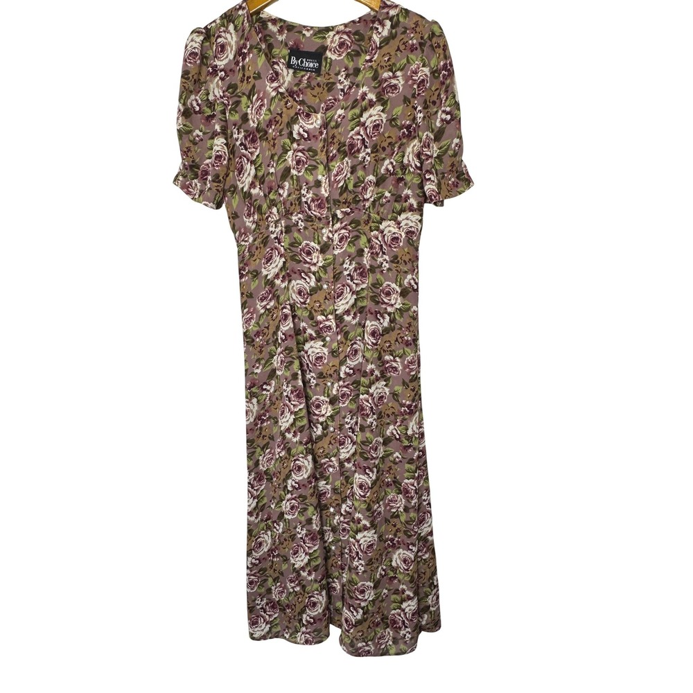 Vintage By Choice Empire Waist Floral Dress Small/Med Mauve Rose